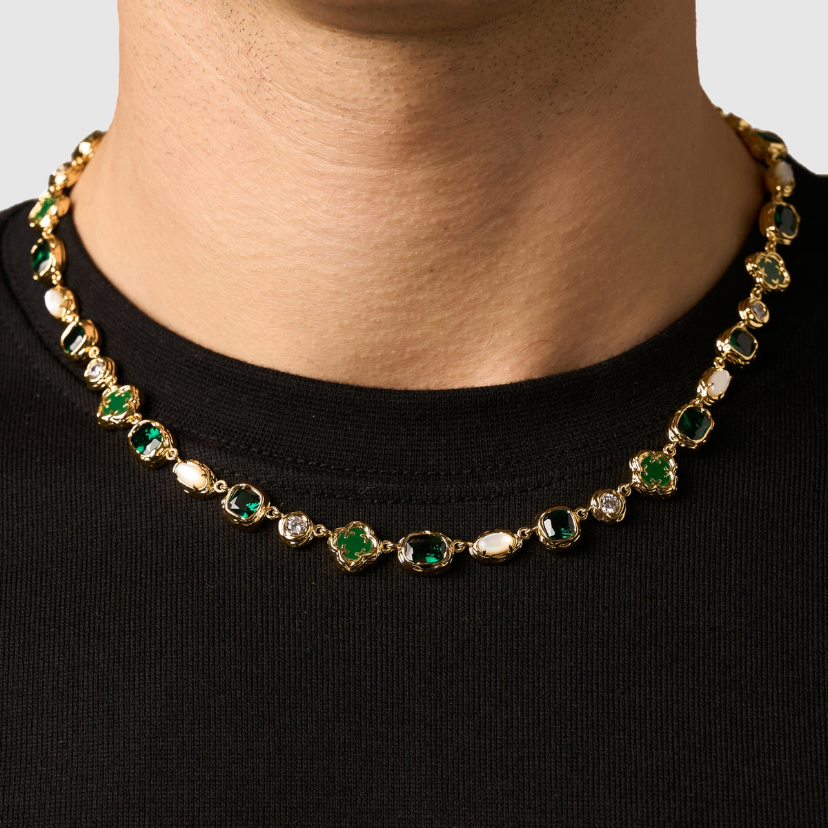 Melted Emerald Gemstone Necklace (Gold)