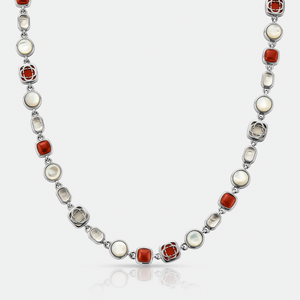 Red Crystal Gemstone Necklace (Silver)