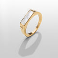 White Rectangle Stone Signet Ring (Gold)