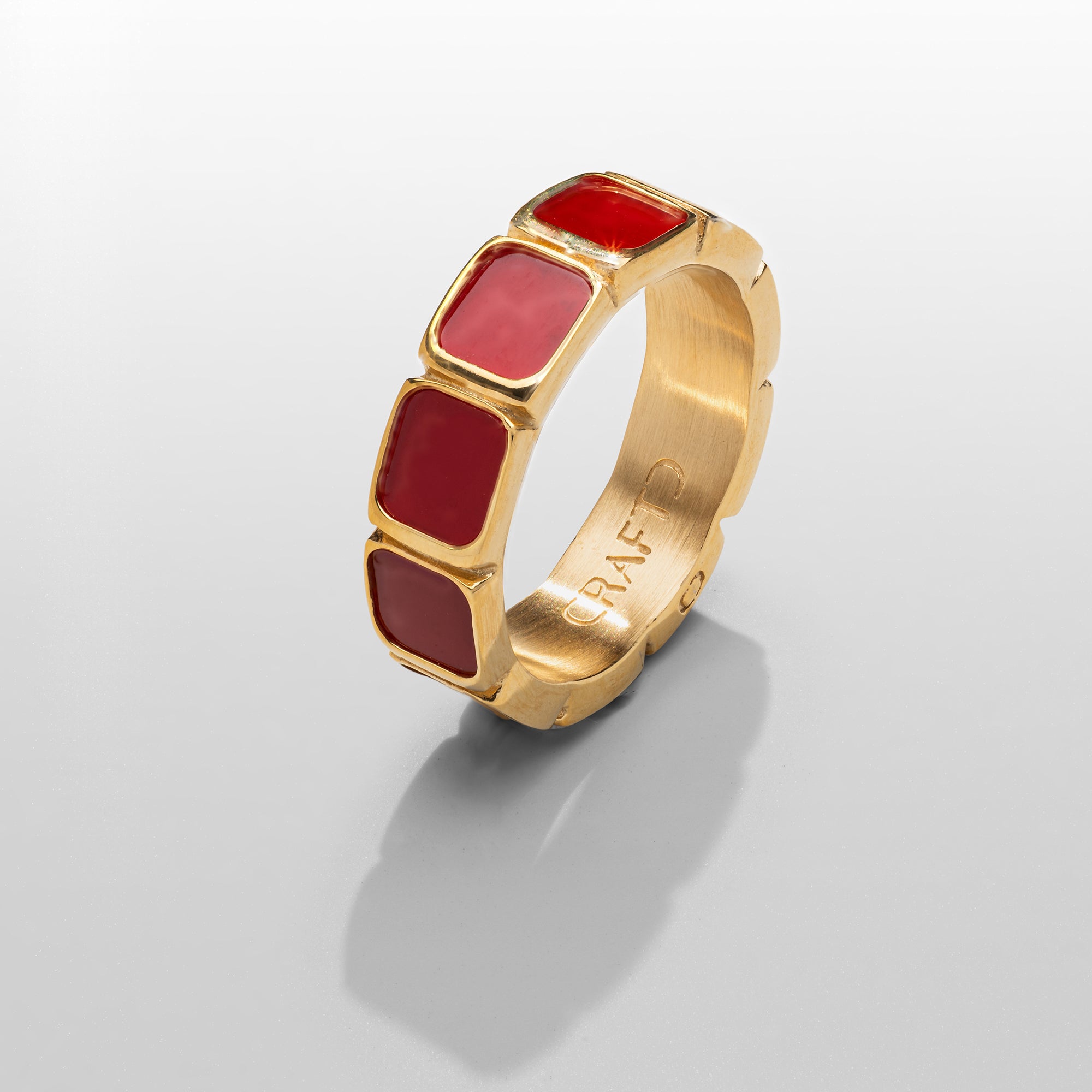 Red Stone Band Ring (Gold)