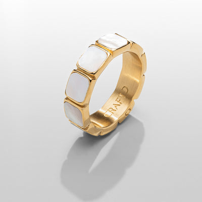 White Stone Band Ring (Gold)