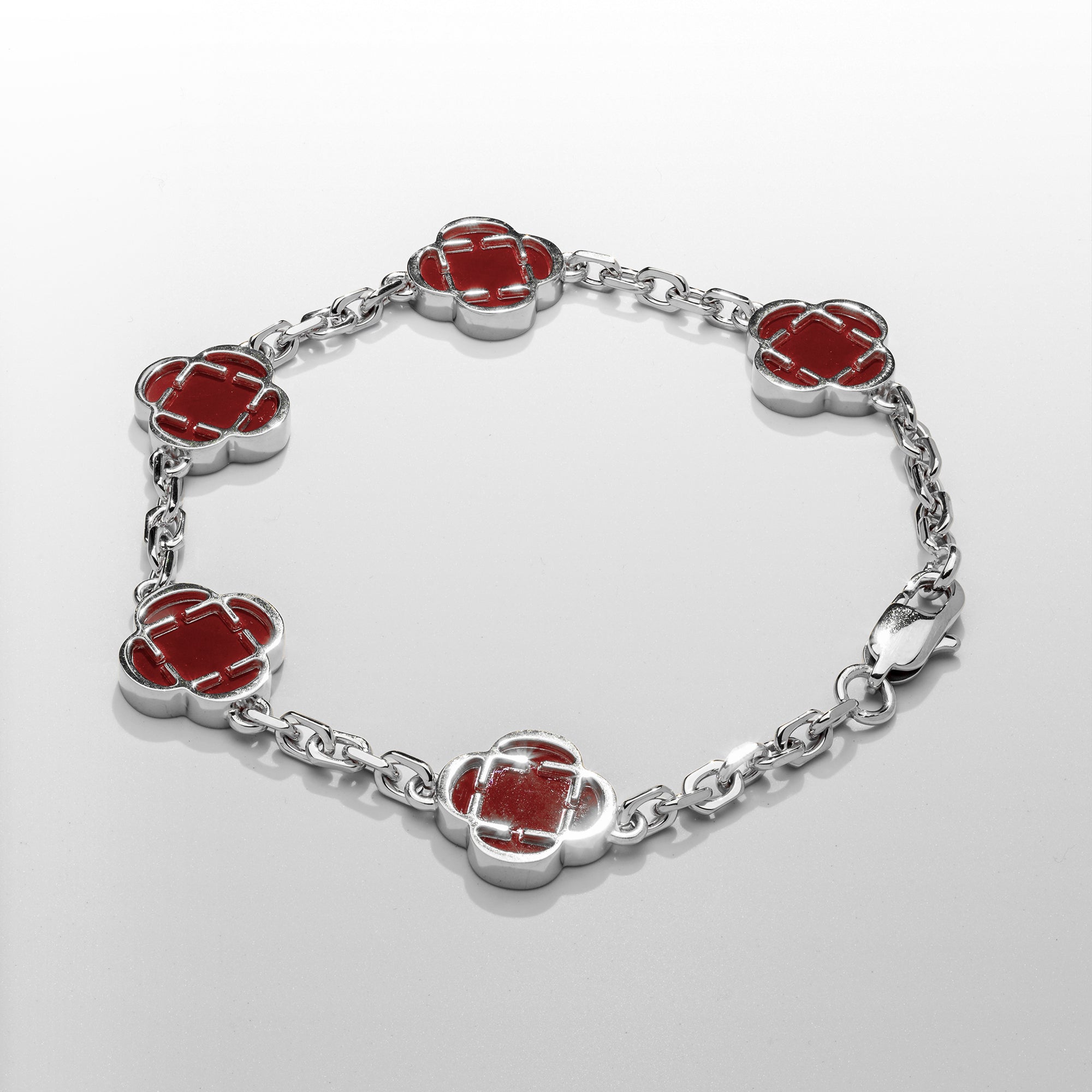 Red Clover Stone Bracelet (Silver)