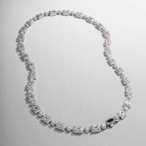 Baguette Link Iced Necklace (Silver)