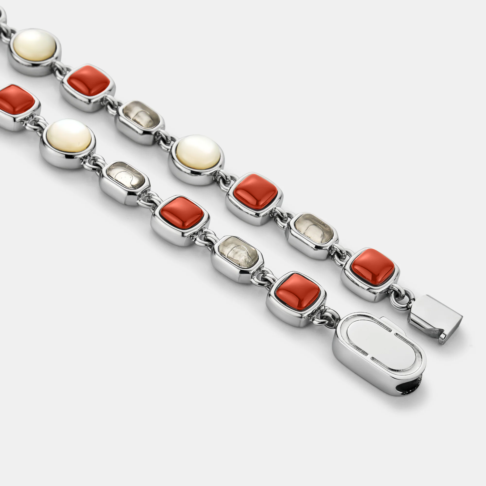 Red Crystal Gemstone Necklace (Silver)