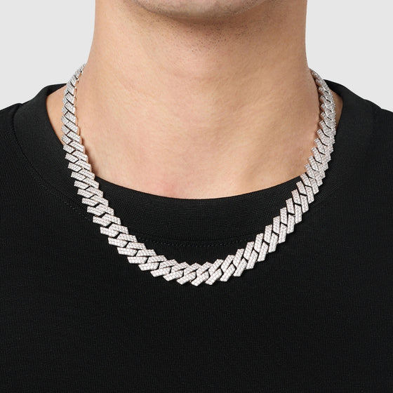 Prong Link Iced Cuban (Silver) 12mm