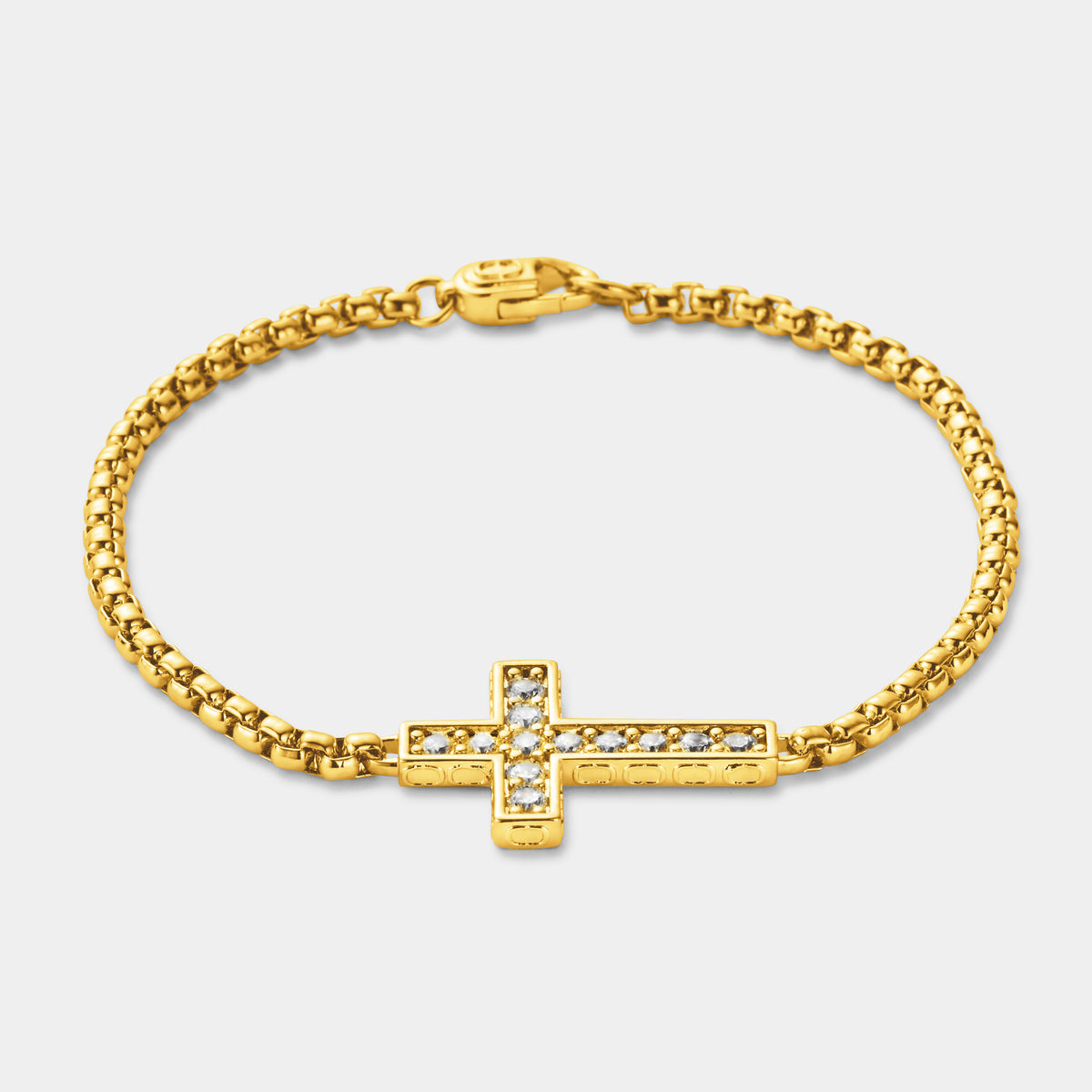 Iced Cross Bracelet (Gold)