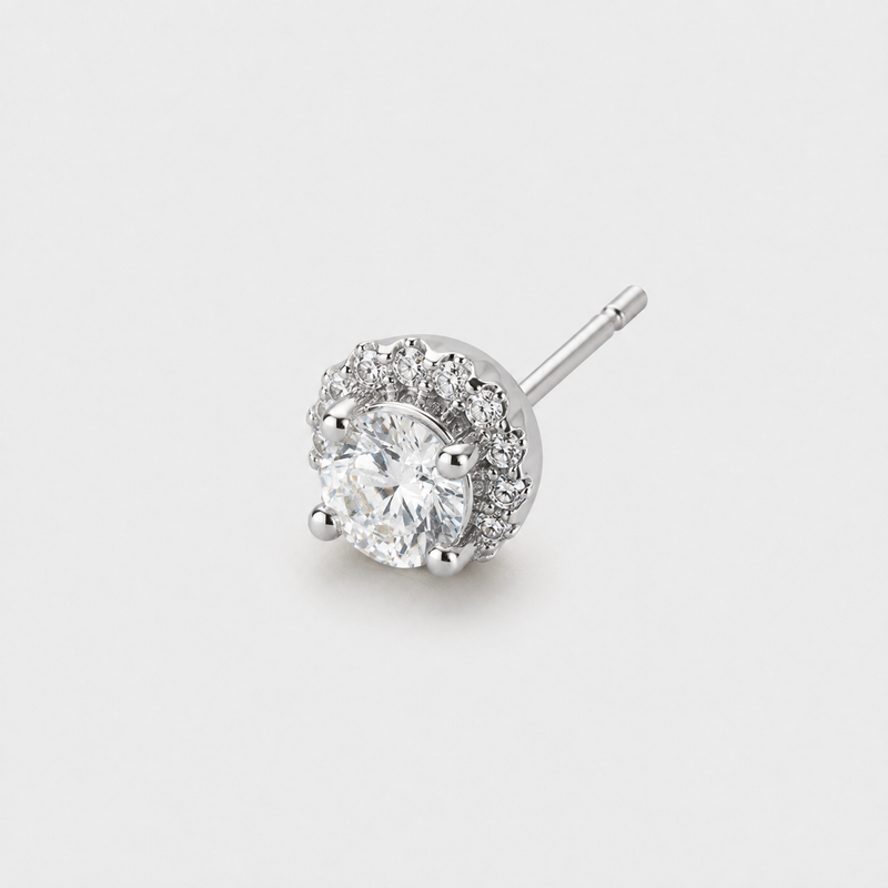 Small Diamond Stud Earring (Silver)