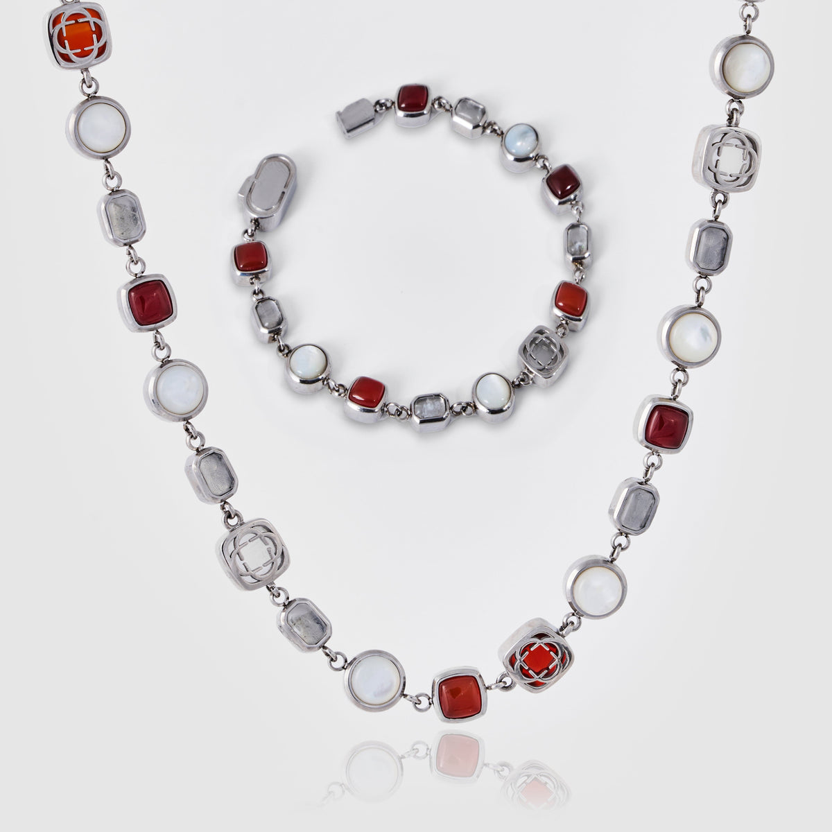 Red Crystal Gemstone Set (Silver)
