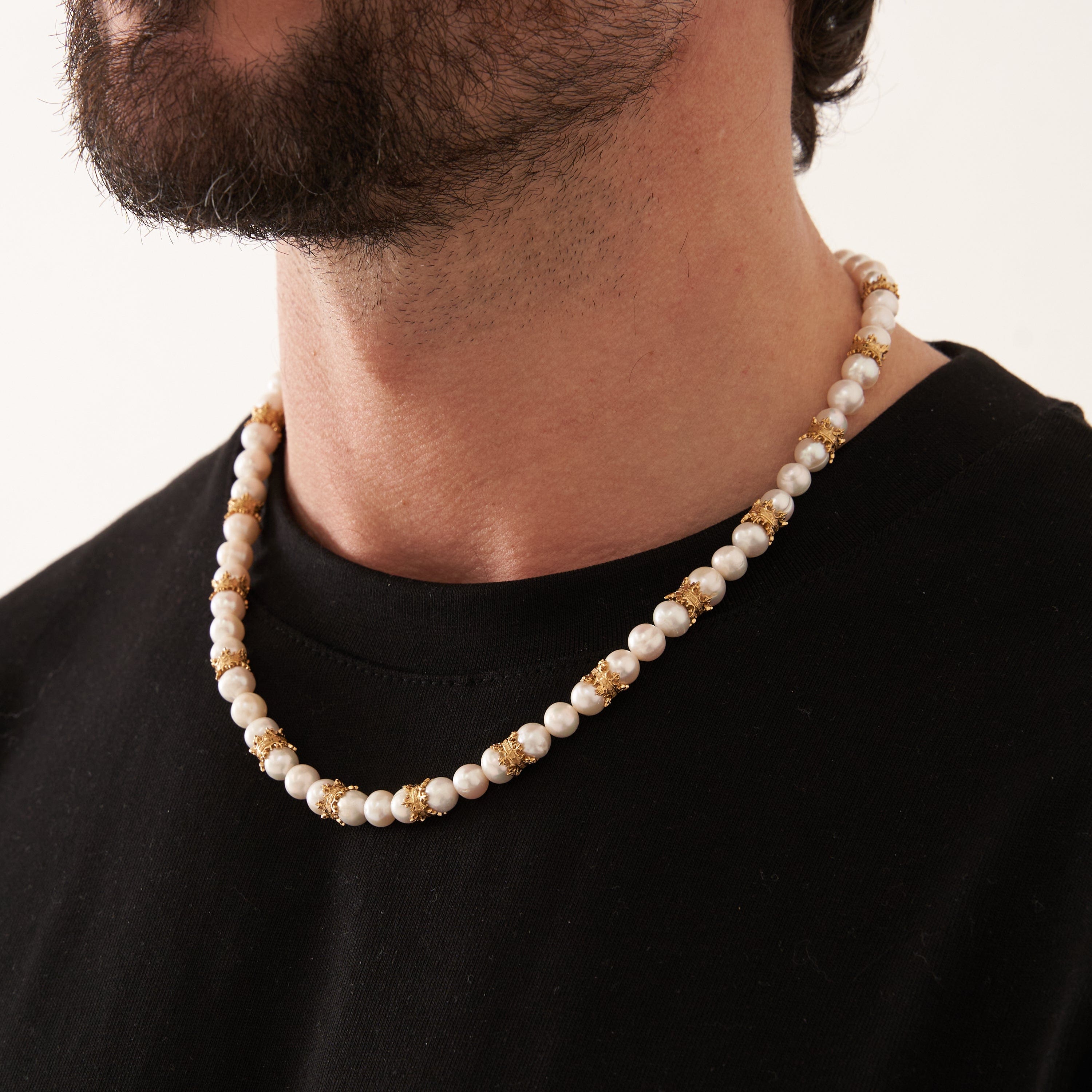 Crown Real Pearl Necklace (Gold)
