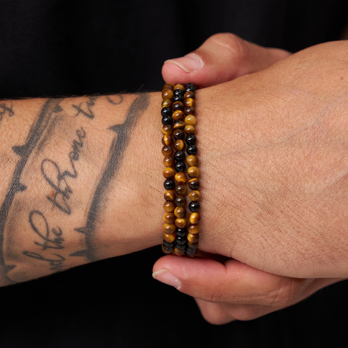 Tiger's Eye Obsidian Bead Wrap Bracelet