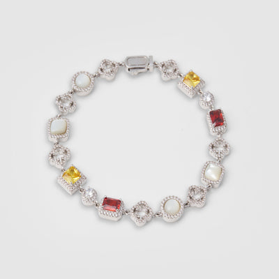 Iced Gemstone Bracelet (Silver)