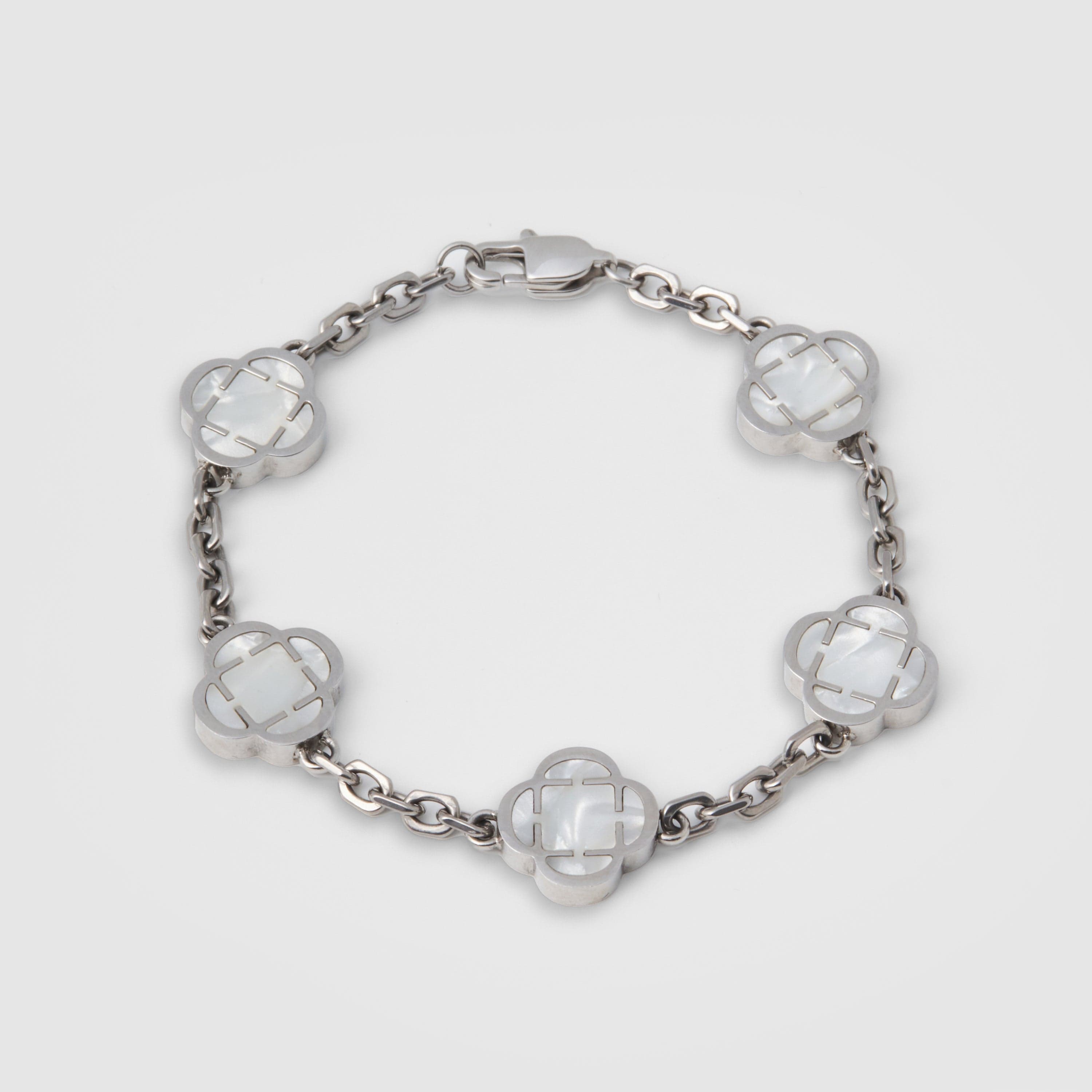 White Clover Stone Bracelet (Silver)