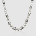 Crown Real Pearl Necklace (Silver)