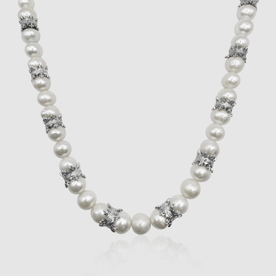 Crown Real Pearl Necklace (Silver)