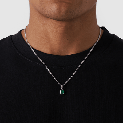 Emerald Stone Pendant (Silver)