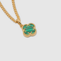 Malachite Clover Stone Pendant (Gold)