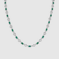 Green Gemstone Clover Necklace (Silver)