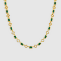 Green Gemstone Clover Necklace (Gold)