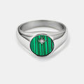 Malachite North Star Signet Ring (Silver)