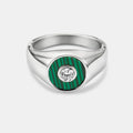 Malachite Round Gem Signet Ring (Silver)