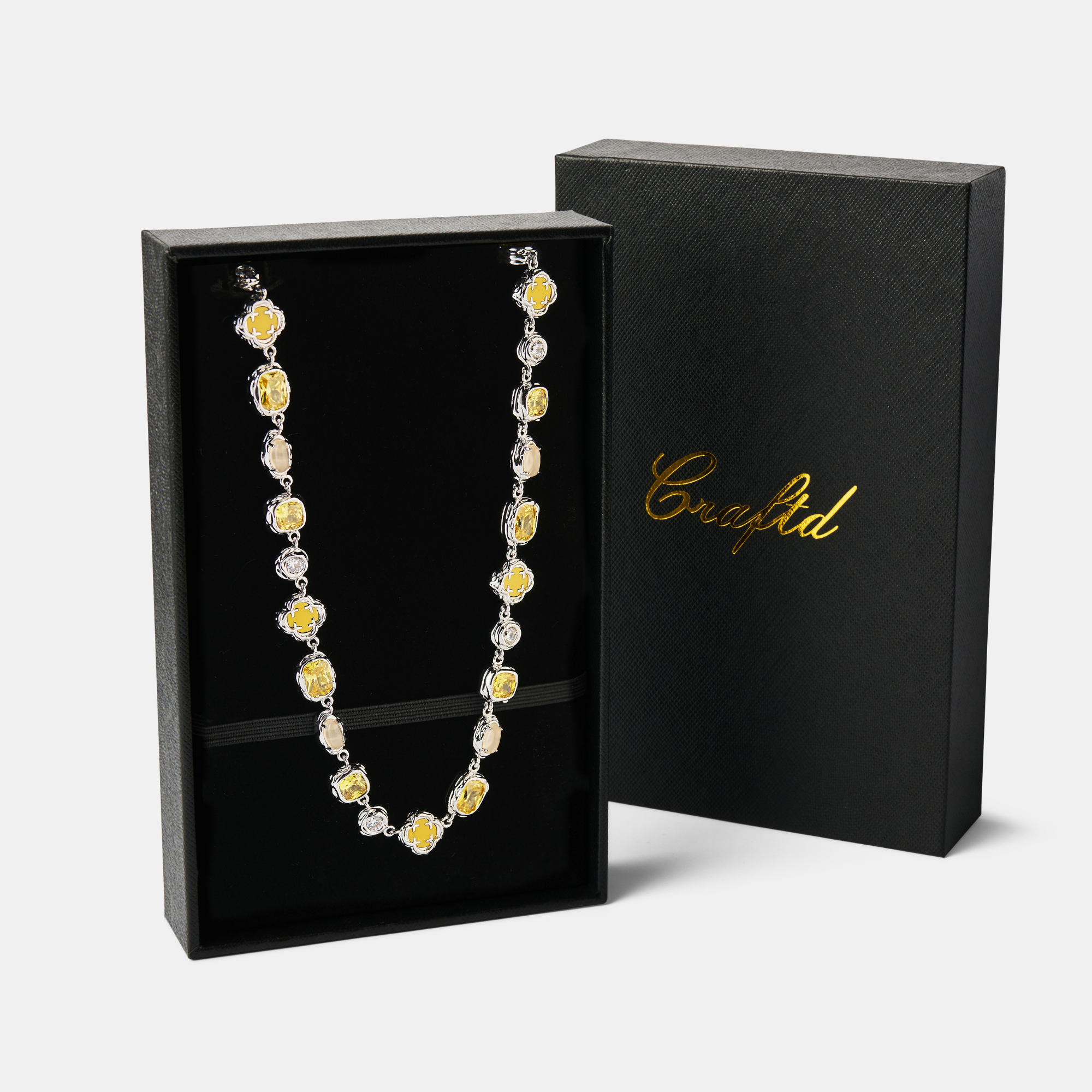 Melted Citrine Gemstone Necklace (Silver)