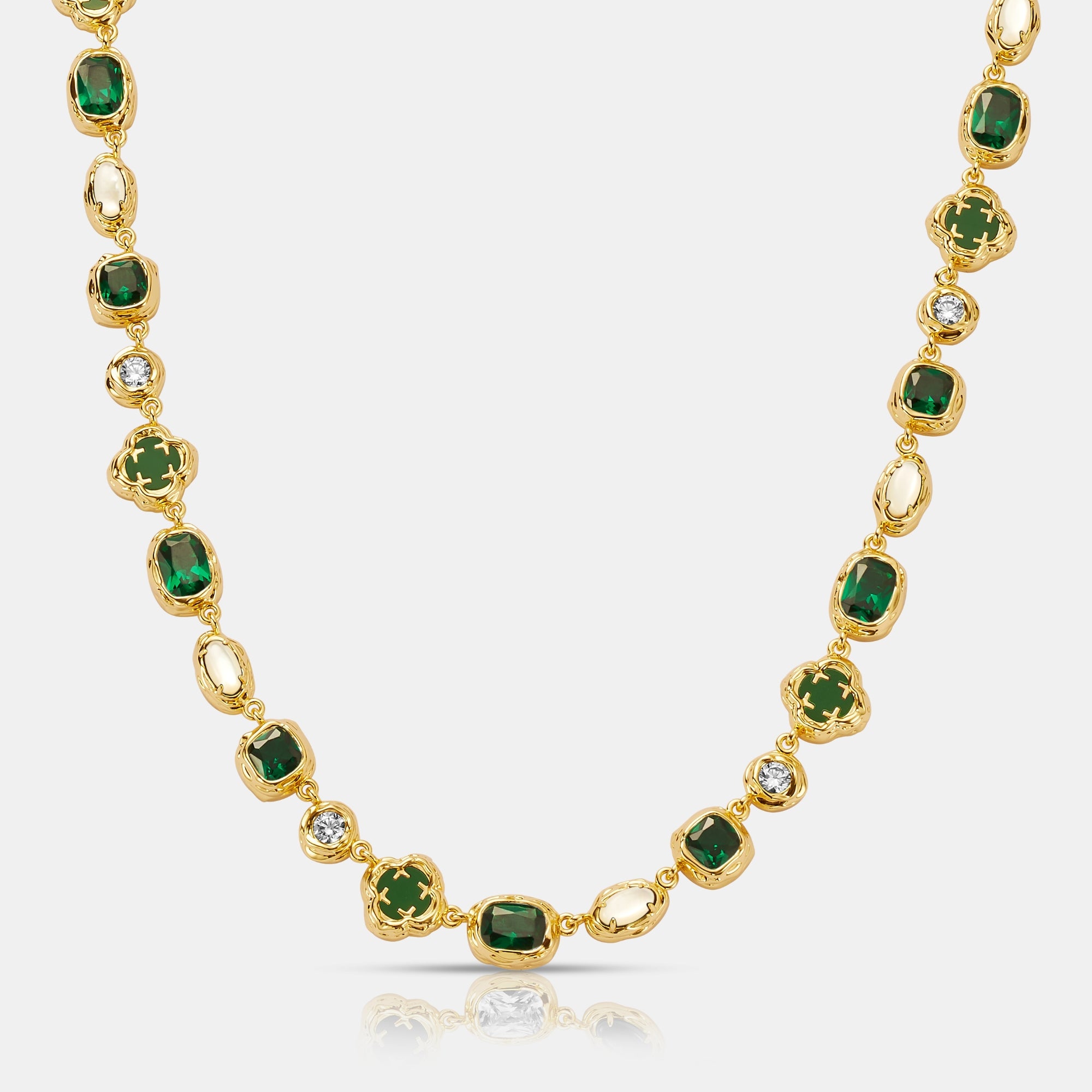 Melted Emerald Gemstone Necklace (Gold)