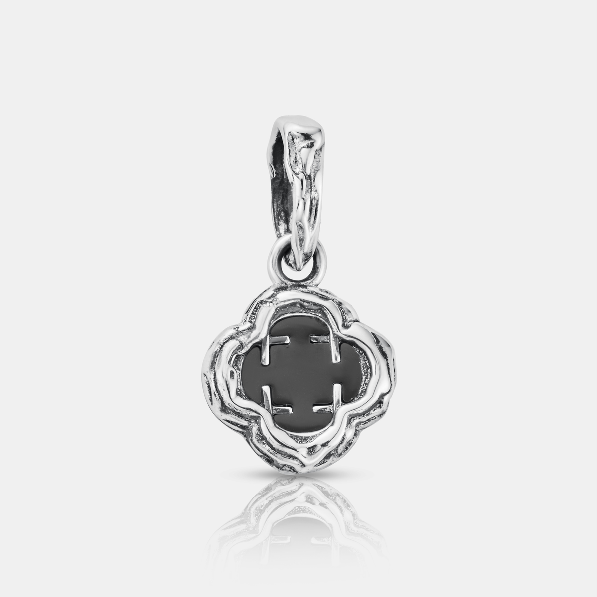 Melted Onyx Clover Stone (Silver) | Sterling Silver
