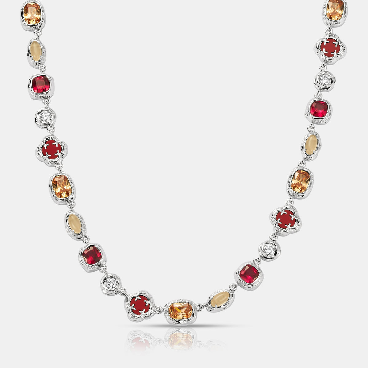 Melted Ruby Gemstone Necklace (Silver)