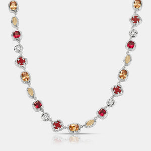 Melted Ruby Gemstone Necklace (Silver)