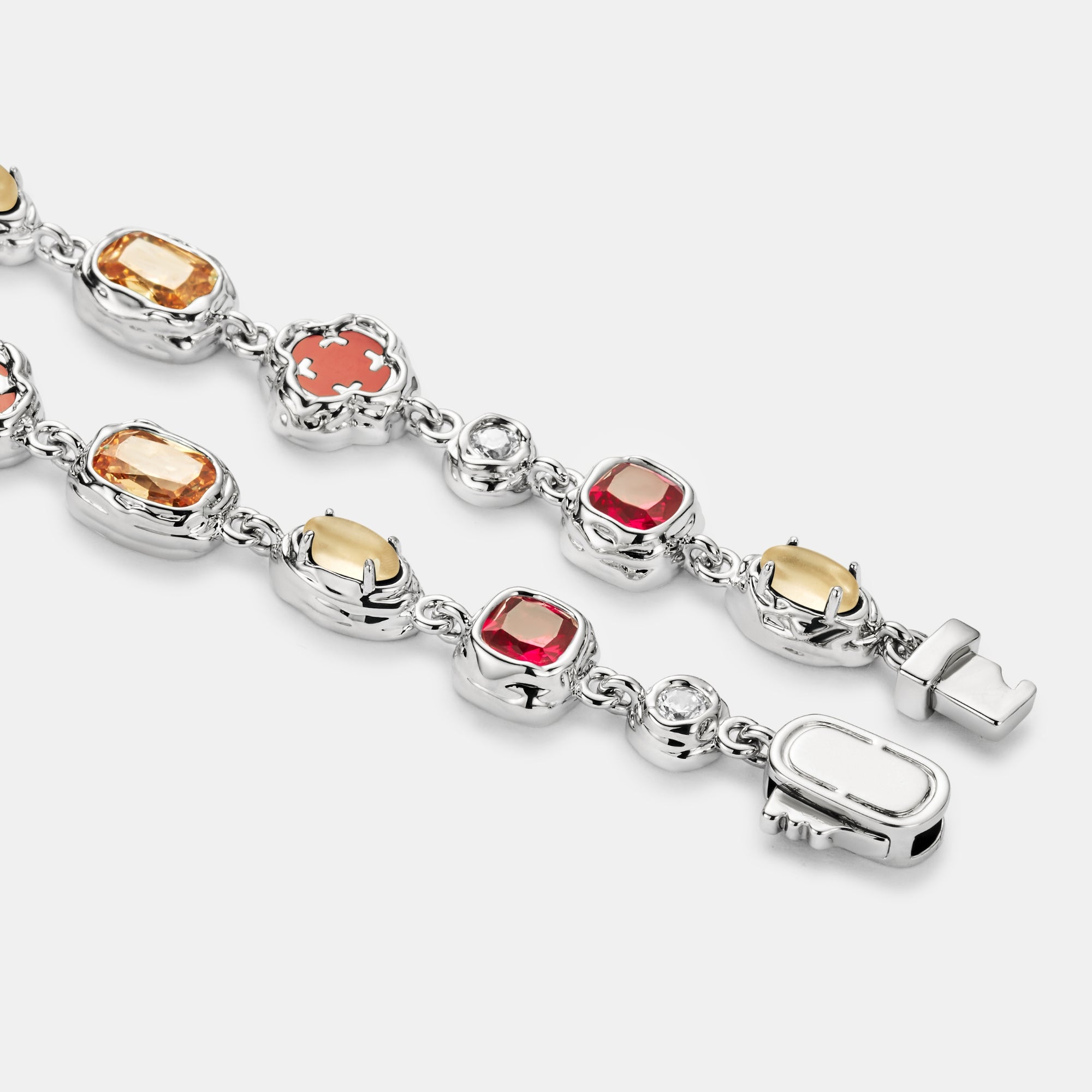 Melted Ruby Gemstone Necklace (Silver)