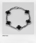 Onyx Clover Stone Bracelet (Silver)