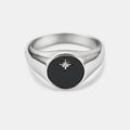 Onyx North Star Signet Ring (Silver)