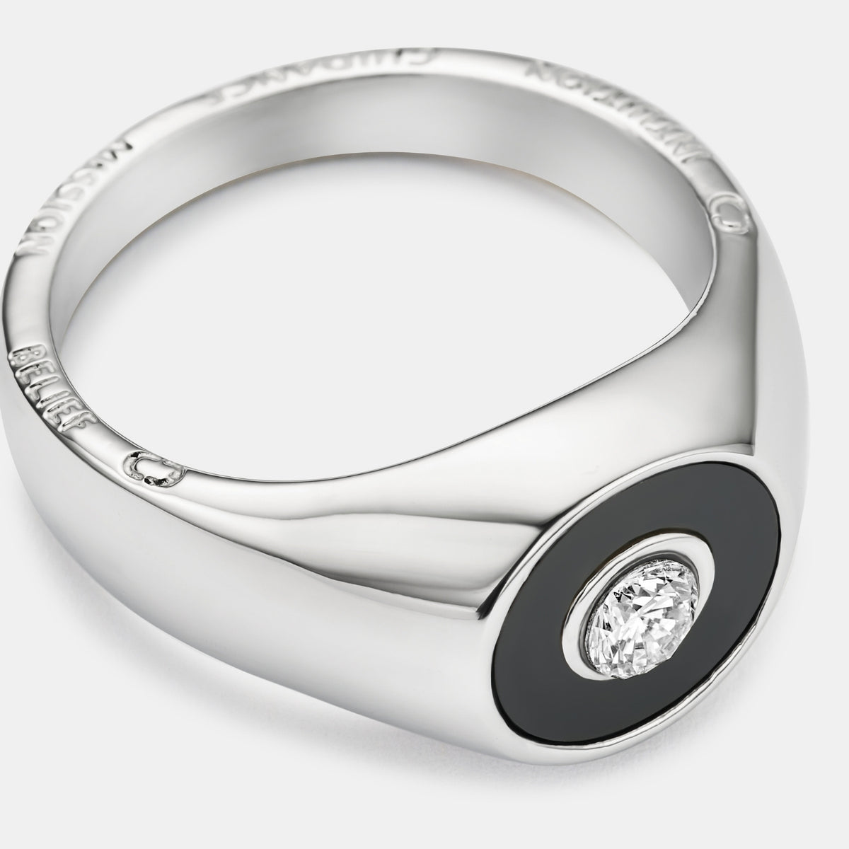 Onyx Round Gem Signet Ring (Silver)