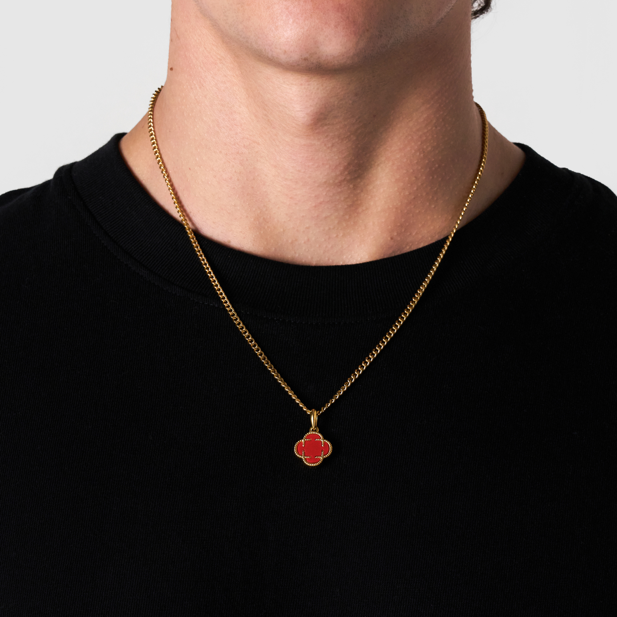 Red Clover Stone Pendant (Gold)