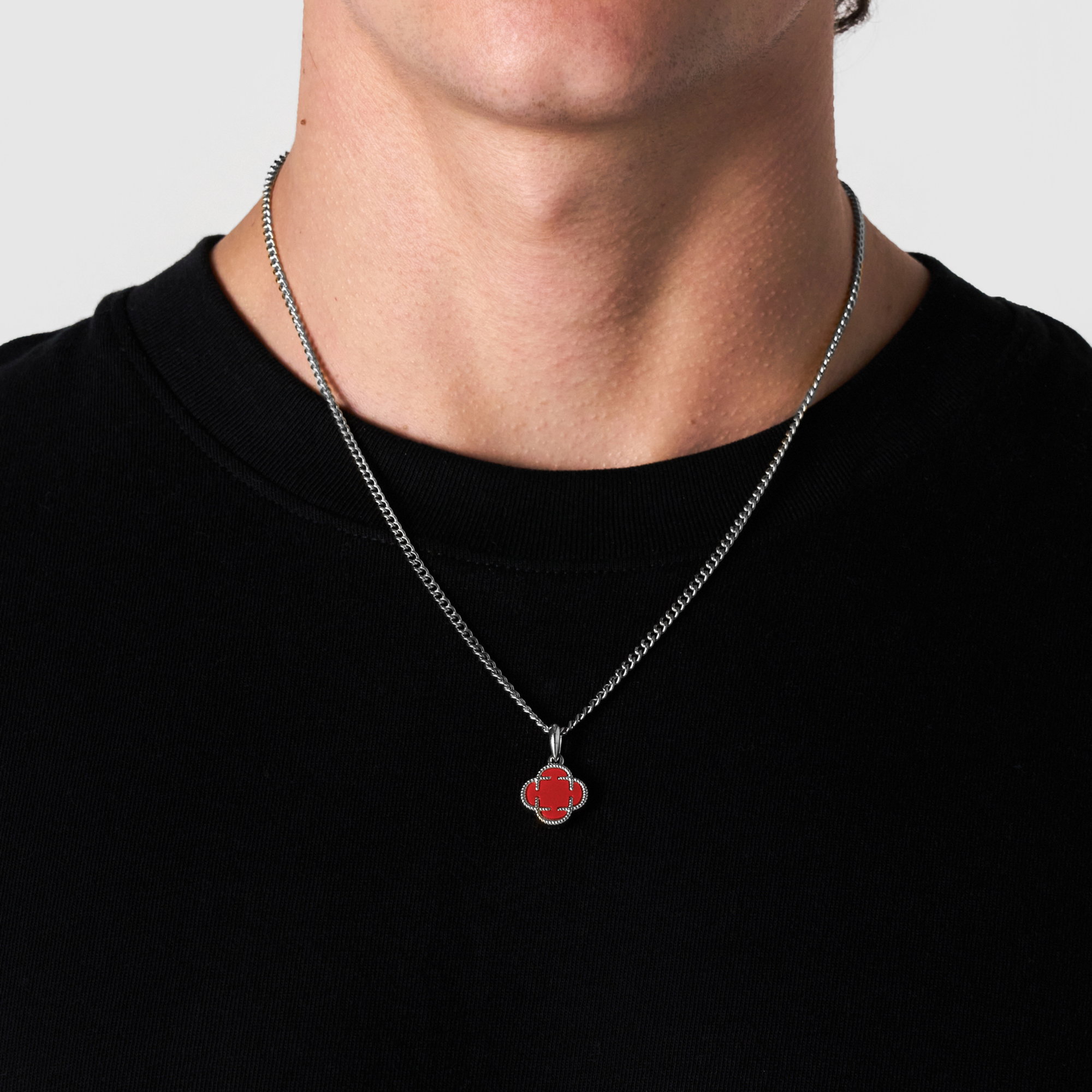 Red Clover Stone Pendant (Silver)