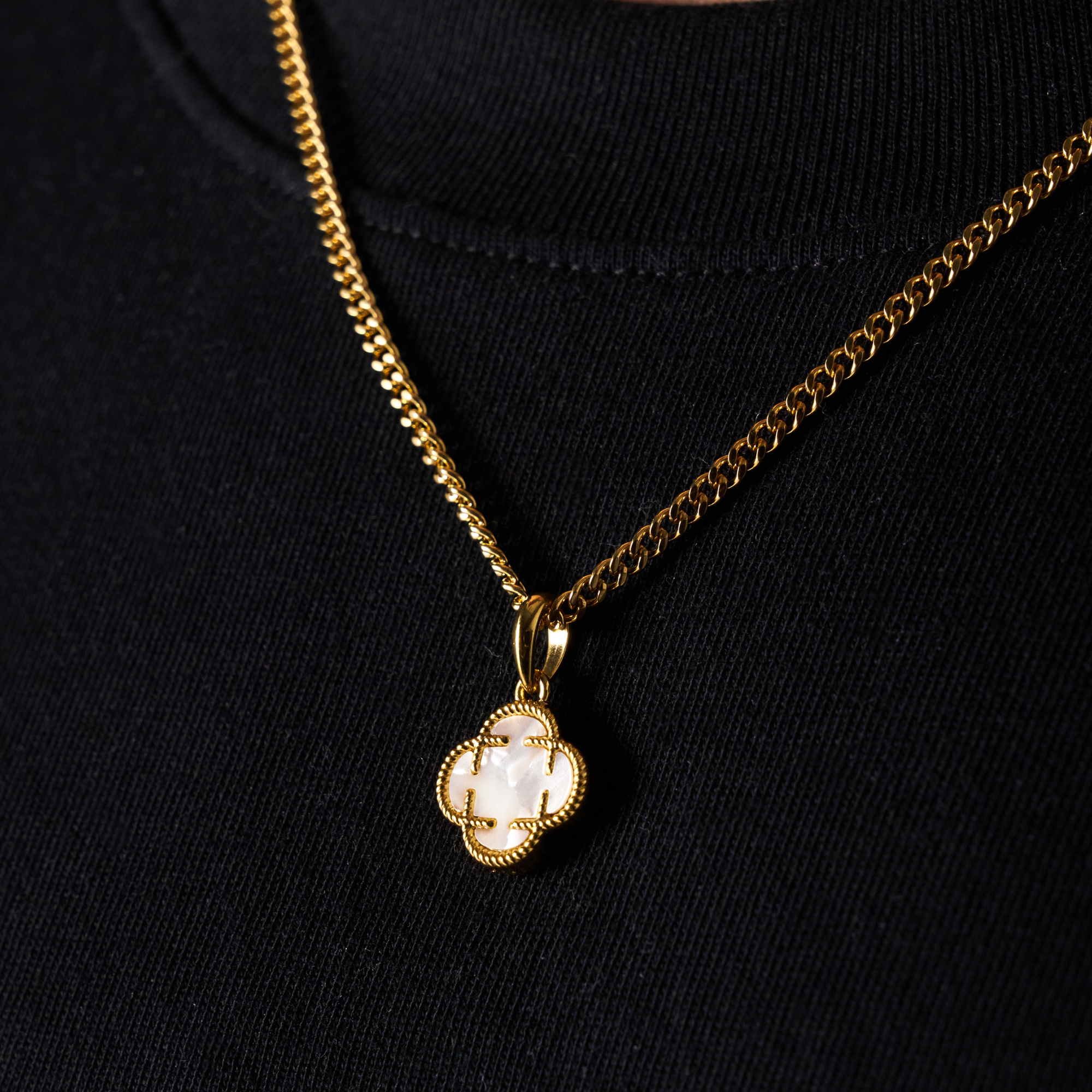 White Clover Stone Pendant (Gold)