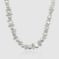 Blue Quartz Real Pearl Necklace (Gold)