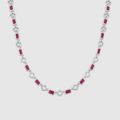 Red Gemstone Clover Necklace (Silver)