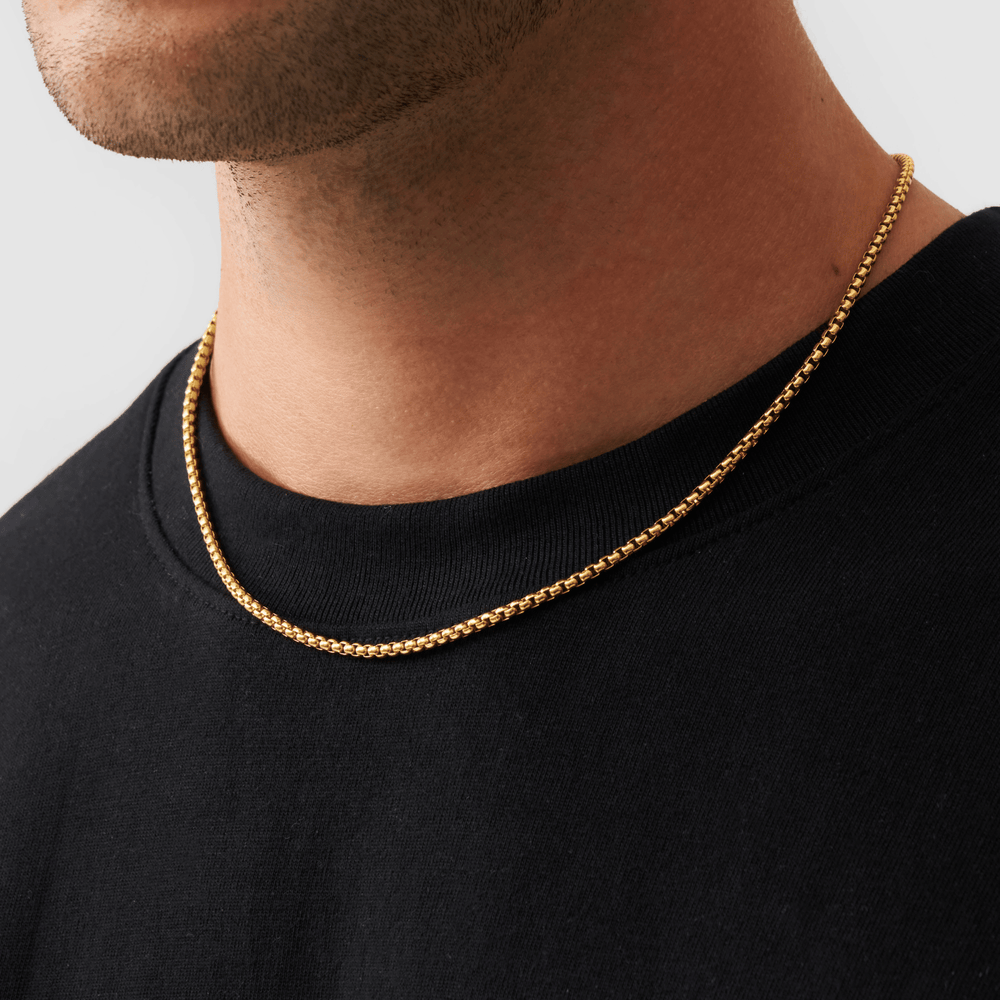 3mm Rounded Box Chain Men's Round Box Chain 3mm (Gold)