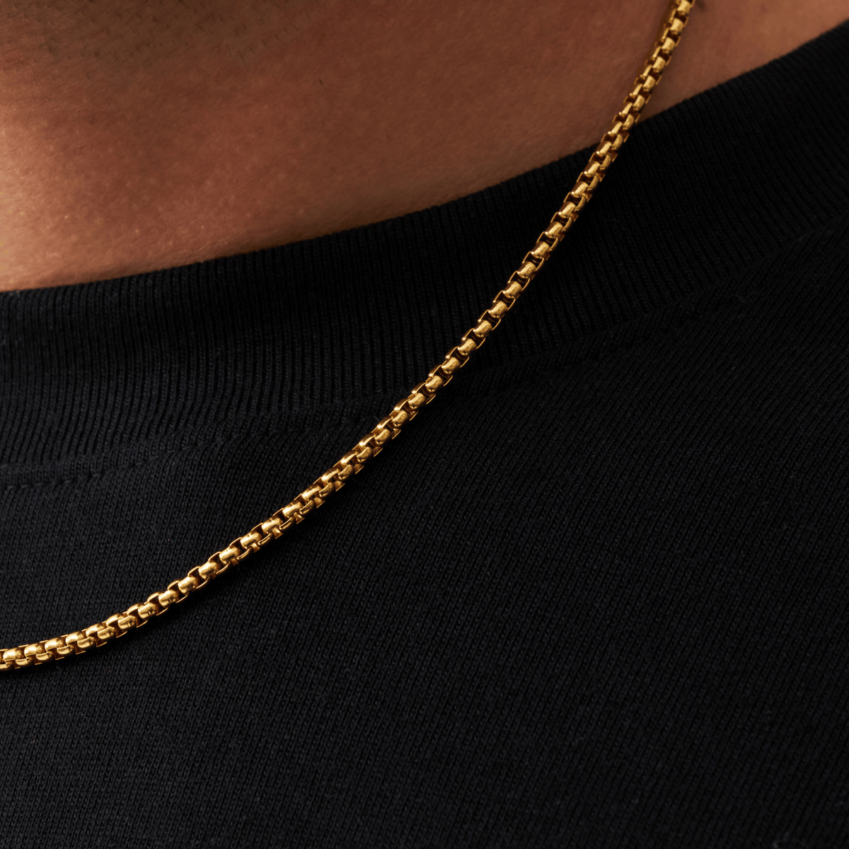 3mm Rounded Box Chain Men's Round Box Chain 3mm (Gold)