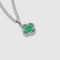 Malachite Clover Stone Pendant (Silver)