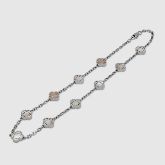White Clover Stone Necklace (Silver)