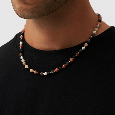 Stone Beaded Necklace (Gold)