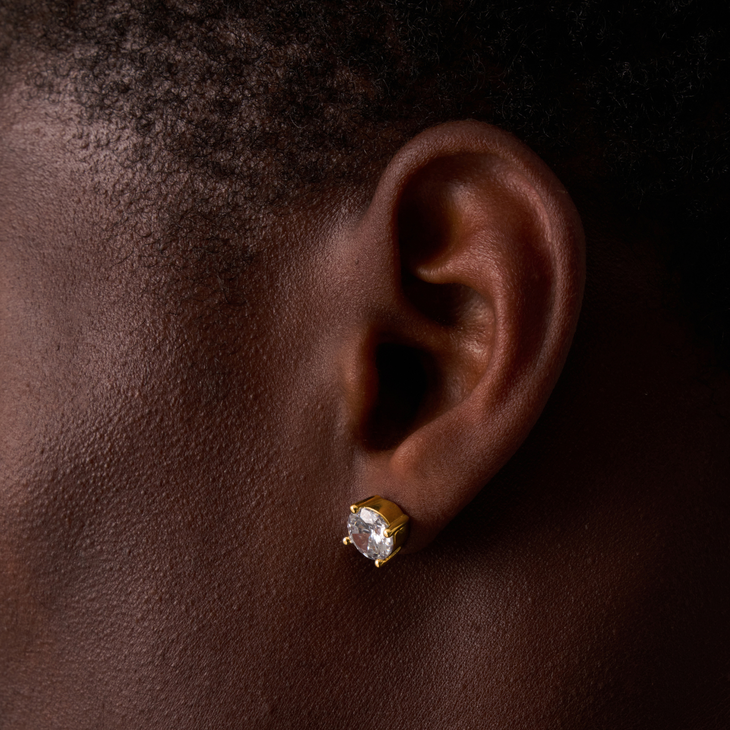 Round Diamond Stud Earring (Gold)