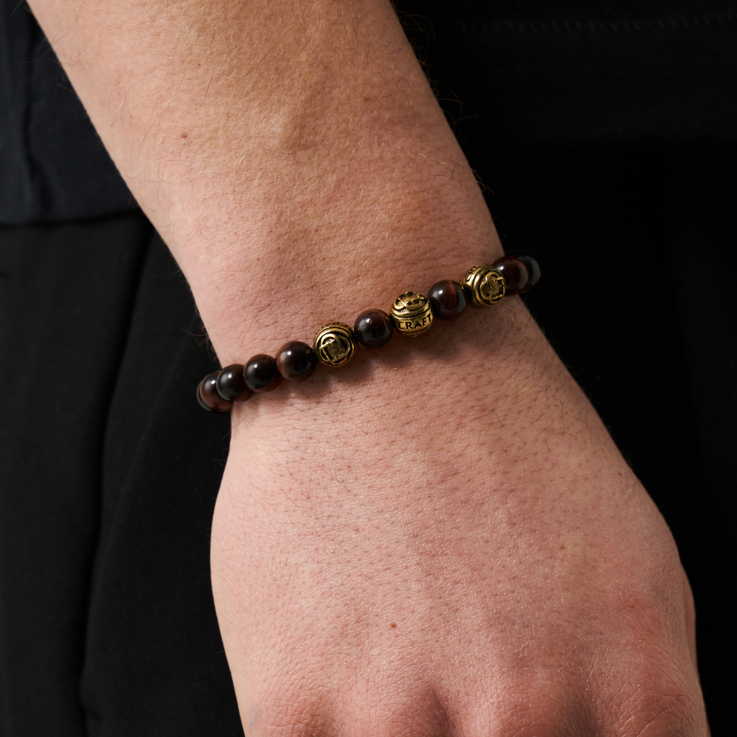 Tiger's Eye Metal Bead Bracelet (Gold)