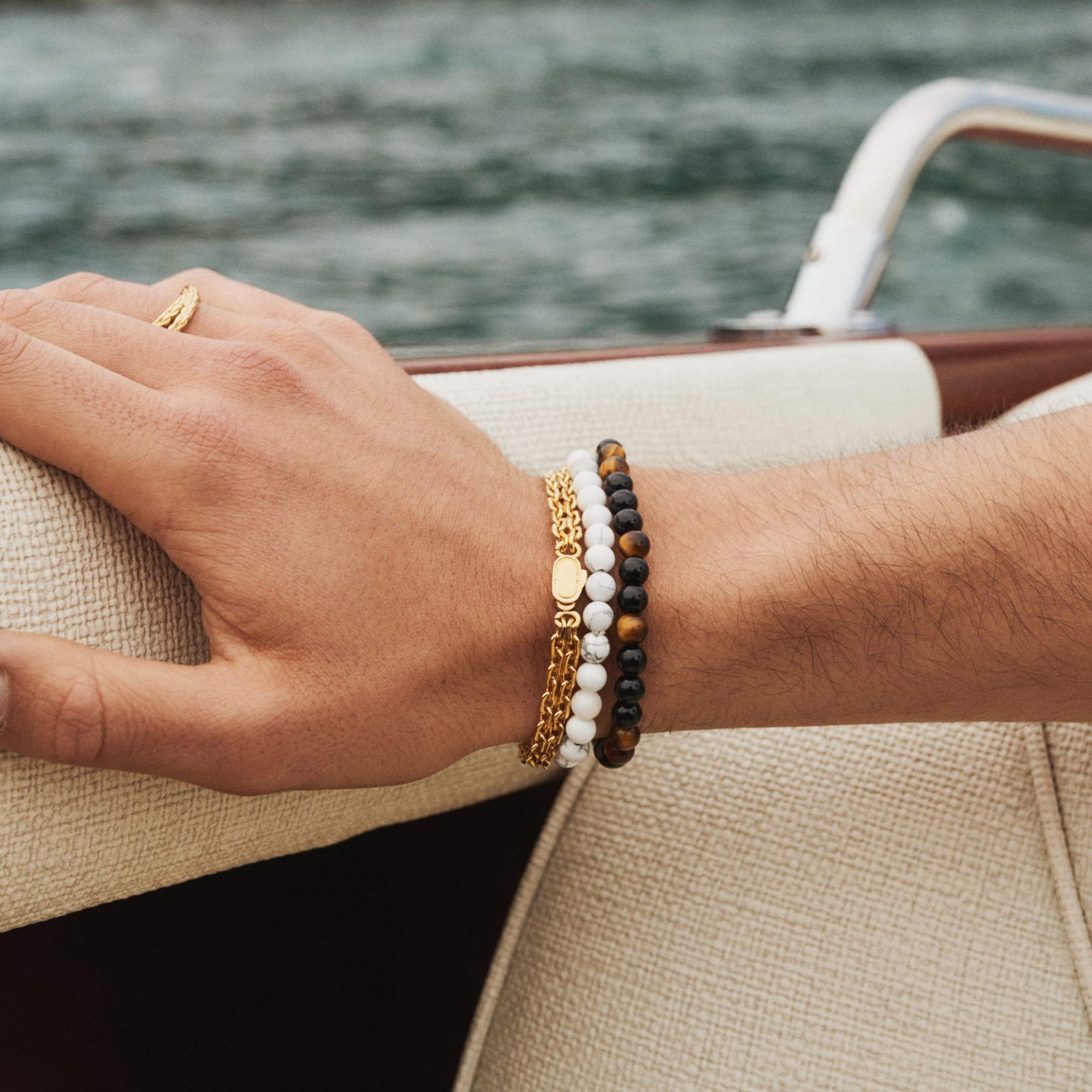 Tiger's Eye Obsidian Bead Bracelet