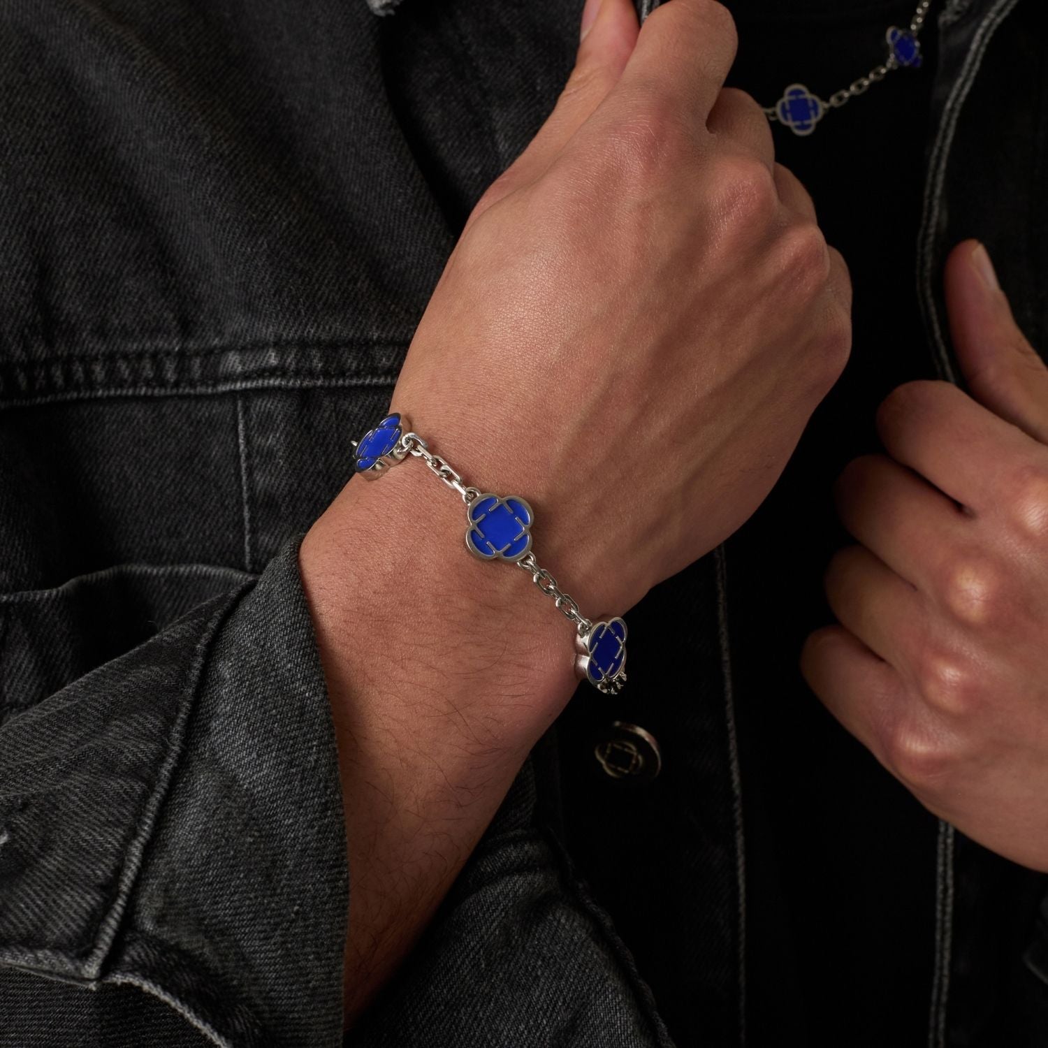 Blue Clover Stone Bracelet (Gold)