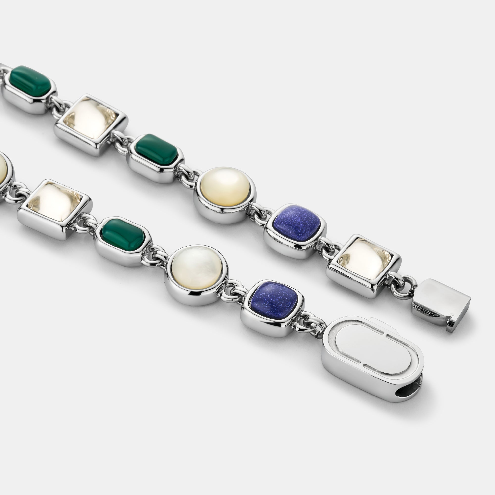 Blue Crystal Gemstone Bracelet (Silver)