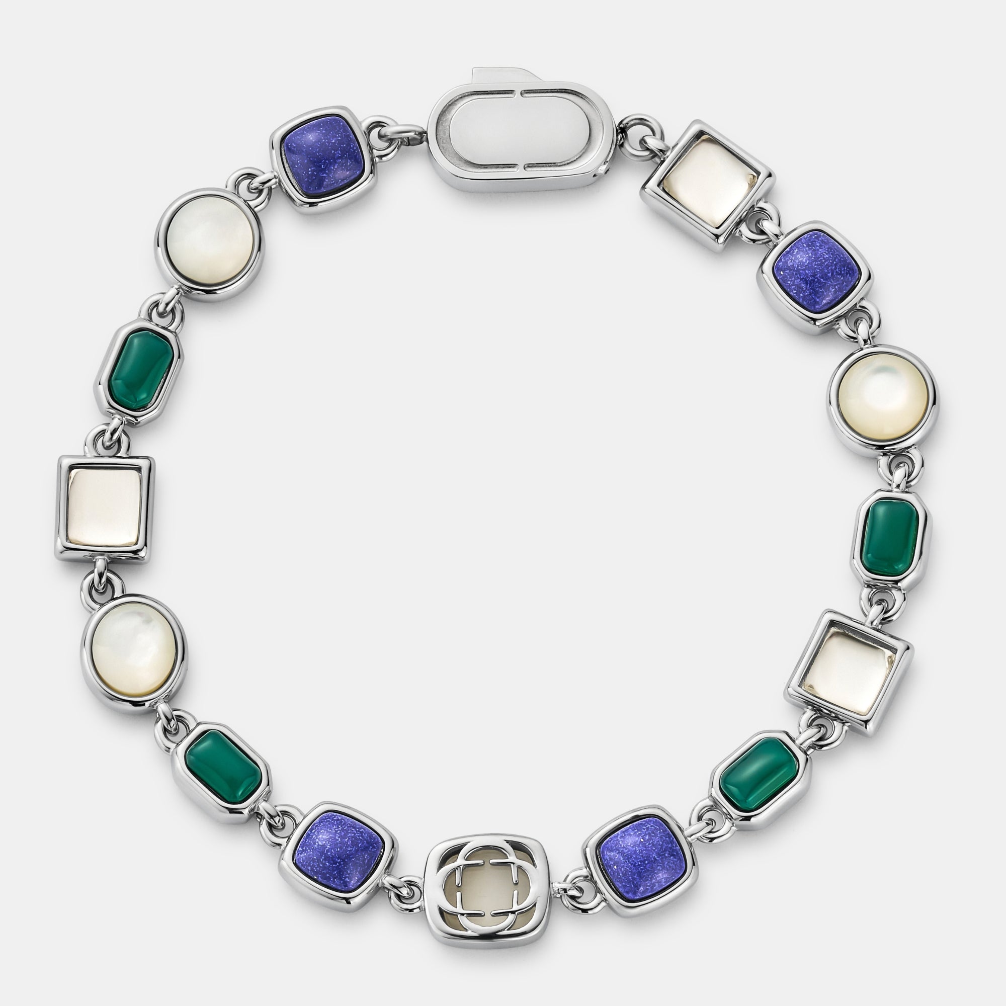 Blue Crystal Gemstone Bracelet (Silver)
