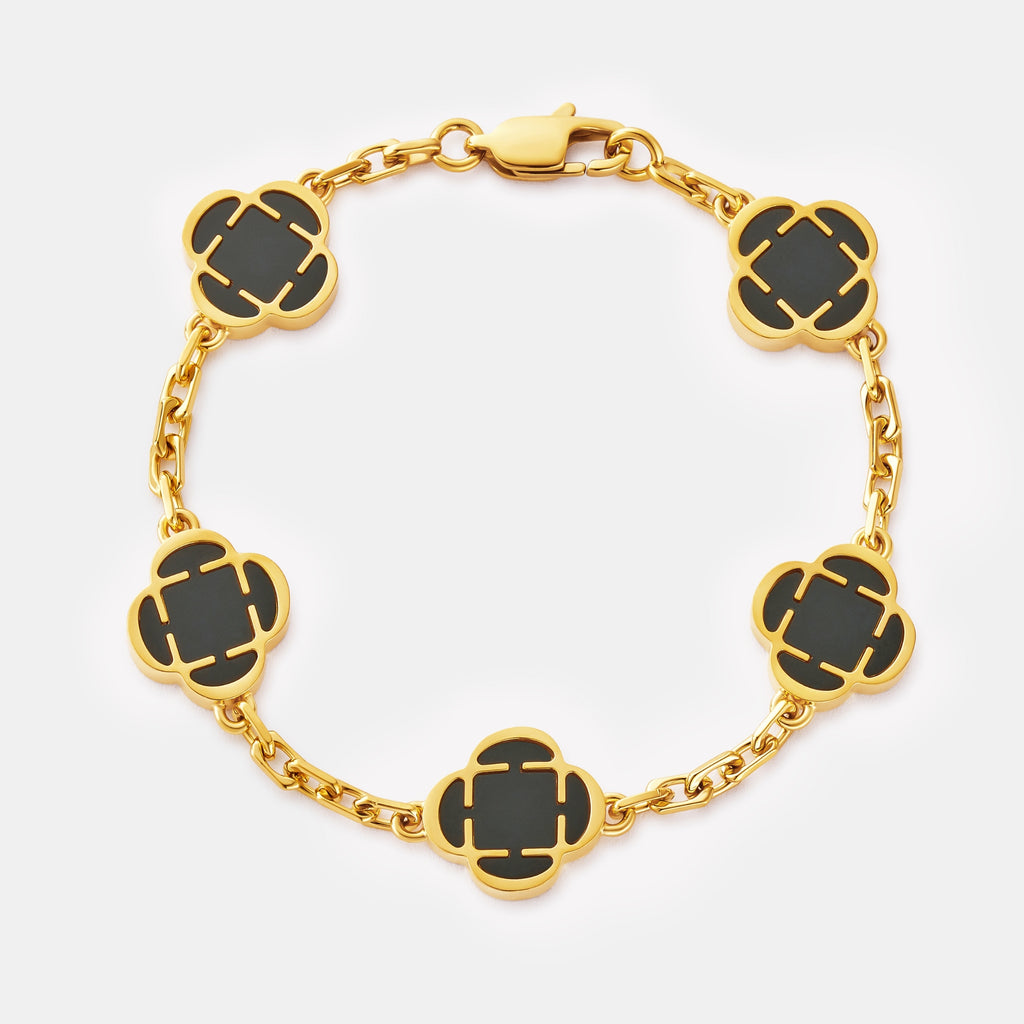 Onyx Clover Stone Bracelet